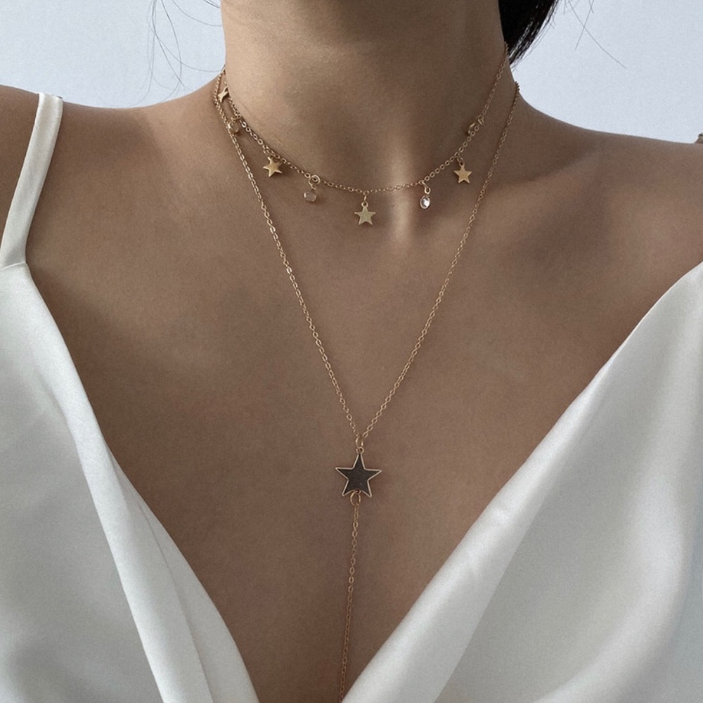Gold Star Charm Layered Necklace